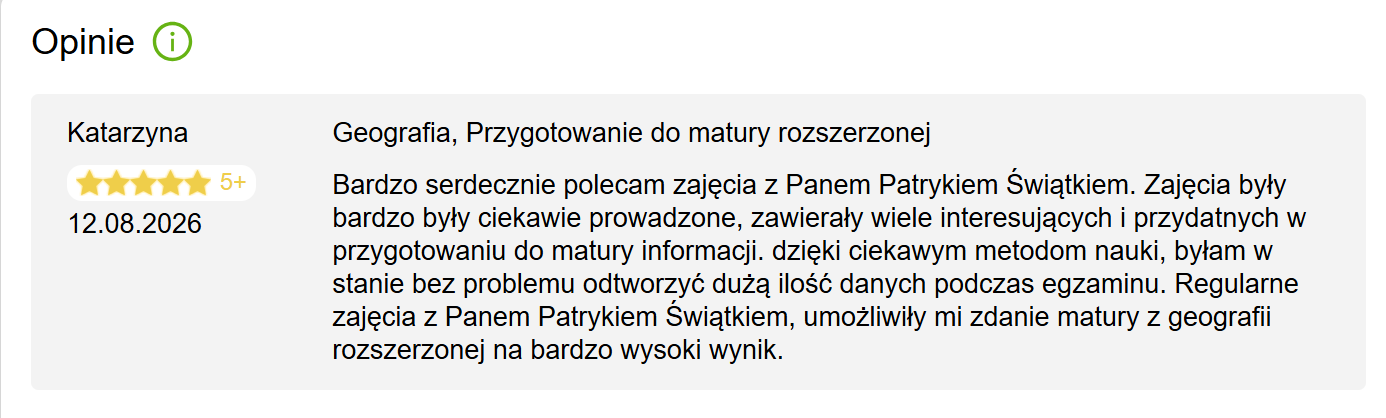Oryginalna opinia Katarzyny z oceną 5+